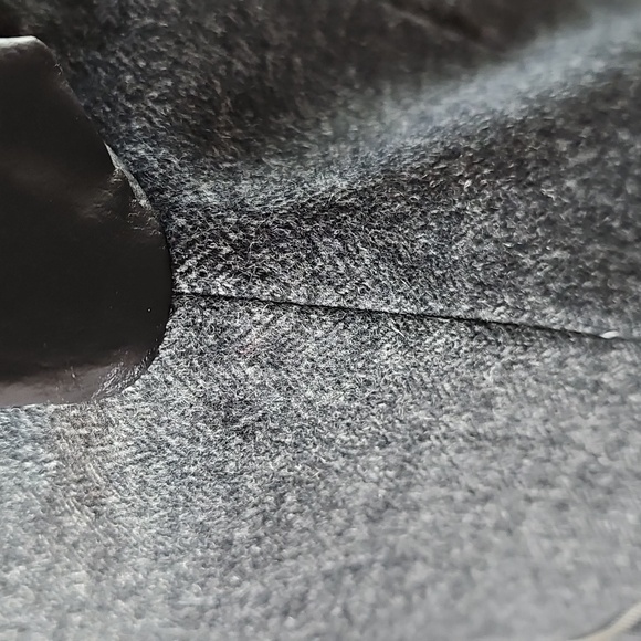 NEW BLACK WOOL TWEED AND LEATHER LONG SLEEVE MOTO JACKET - Picture 7 of 16